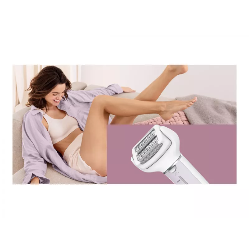Epilators Panasonic ES-EY30A — 60 pincetes, 3 ātrumi, mitrai un sausai lietošanai, darbināms ar baterijām, balts/violets