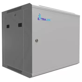 Extralink 9U 600x450 pelēks pie sienas stiprināms plaukts, metāla durvis