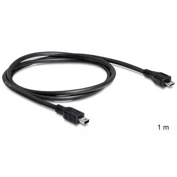 USB kabelis DeLOCK 83177 1 m Micro-USB B — Mini-USB B Melns