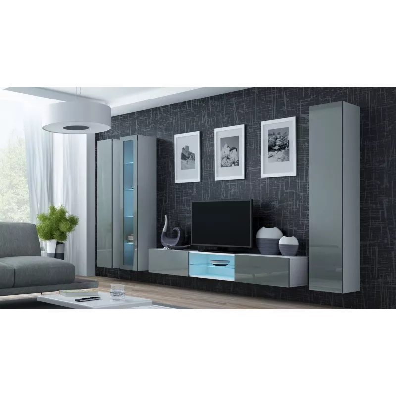 Cama Vitrīna VIGO '180' 180/40/30 balts/pelēks glancēts