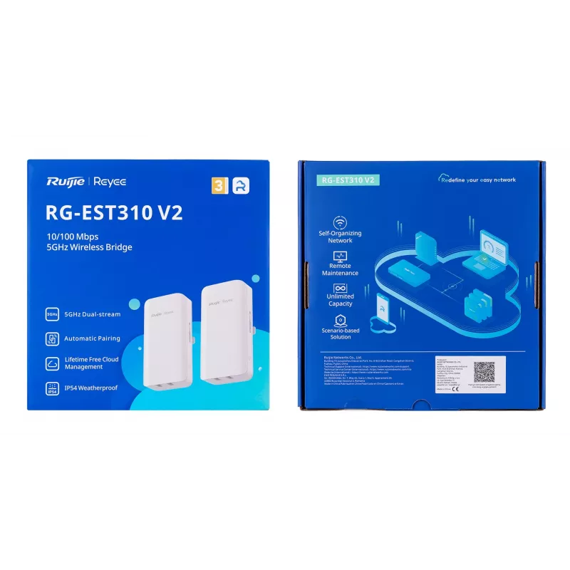 Ruijie Networks RG-EST310 V2 bezvadu piekļuves punkts 867 Mbit/s Balts Power over Ethernet (PoE)