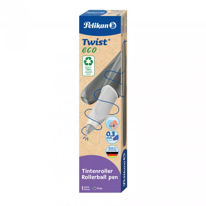 Stick pen Pelikan Twist eco Blue pelēka vienmērīga rakstīšanas komforts