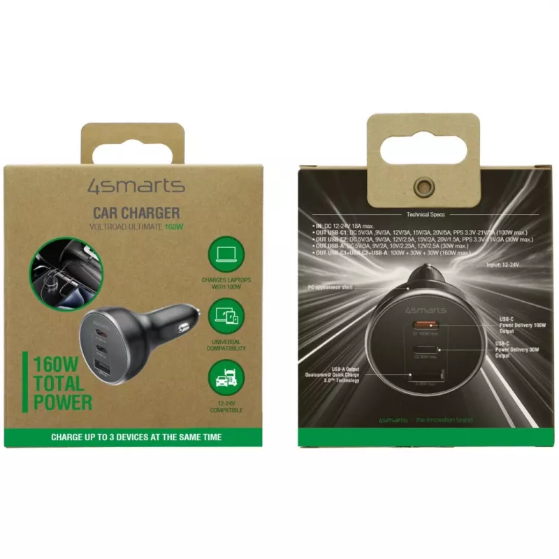 4smarts Vehicle Charger VoltRoad Ultimate 160W melns (541224)