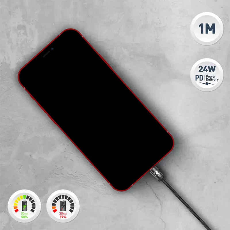 USB-C uz Lightning kabelis Tellur TLL155781 — 1 m, 3A