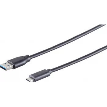 USB kabelis S/CONN 77141-0.5 USB 3.2 Gen 1 0,5 m USB C USB A Melns