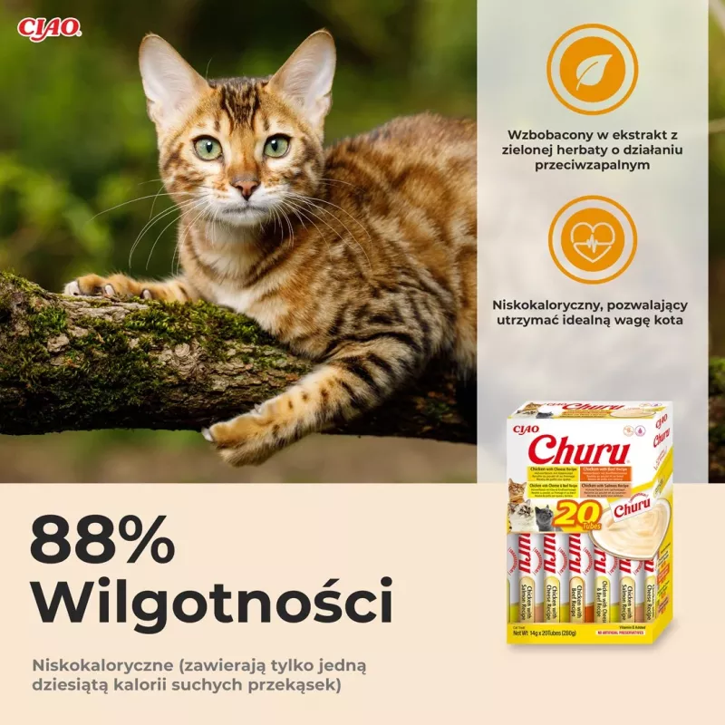 Kaķu gardumi INABA Churu Variety Box — vista un liellopu gaļa, 20 x 14 g tūbiņas