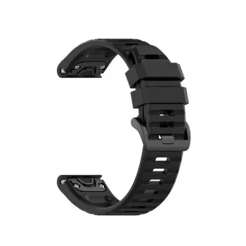 Silikona siksniņa FIXED Garmin QuickFit 26mm melna — rezerves pulksteņa siksniņa 26 mm