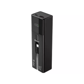 Pārnēsājams ārējais akumulators TRACER Quant 10000 mAh Li-Ion, PD & QC3.0, 3 pieslēgvietas (2×USB-C, 1×USB-A), 100W, melns