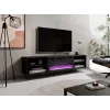 TV skapītis Cama Meble POLO 180x33x39 cm ar elektrisko kamīnu 1400–1600 W, melns, 2 plaukti, lamināts