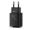 Iekštelpu USB ātrais lādētājs Baseus CCXJ-B01 — 2 porti (USB-C PD 20W + USB-A QC3.0 18W), 100–240 V, melns