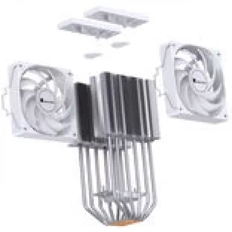 CPU dzesētājs Jonsbo CR-3000E Dual-Tower ARGB balta, divtorņu gaisa dzesētājs ar ARGB apgaismojumu