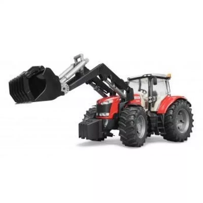 Rotaļu traktors BRUDER Massey Ferguson 7624 ar priekšējo iekrāvēju, sarkans, bērniem no 3 gadu vecuma