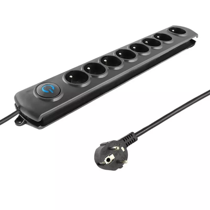 Pārsprieguma aizsargs Qoltec 50113 Melns 8 maiņstrāvas ligzdas 230 V 1,8 m