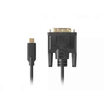 Video kabeļa adapteris LANBERG CA-CMDV-10CU-0030-BK, USB Type-C uz DVI-D, 3 m, melns