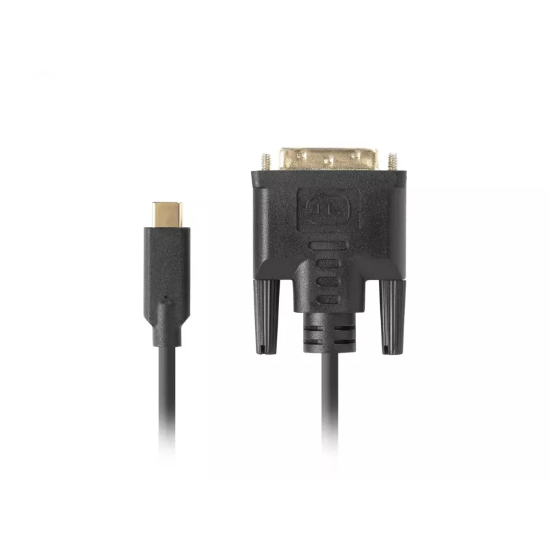 Video kabeļa adapteris LANBERG CA-CMDV-10CU-0030-BK, USB Type-C uz DVI-D, 3 m, melns