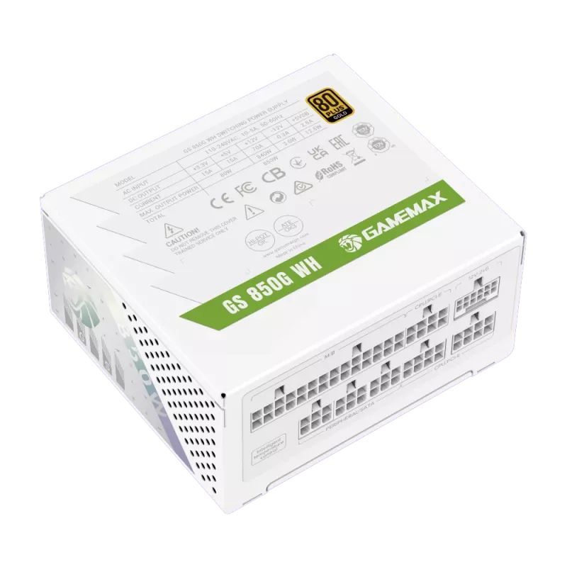 Gamemax barošanas bloks, 80 PLUS, Gold | GS 850G WH | 850 W