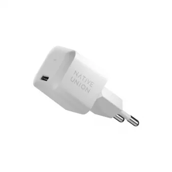 GaN ātrā lādētāja 30W native union Native Union Fast GaN Charger PD 30W USB-C 1 ports 100–240V balta klēpjdatoram viedtālrunim planšetdatoram ar pārstrāvas pārsprieguma pārkaršanas aizsardzību