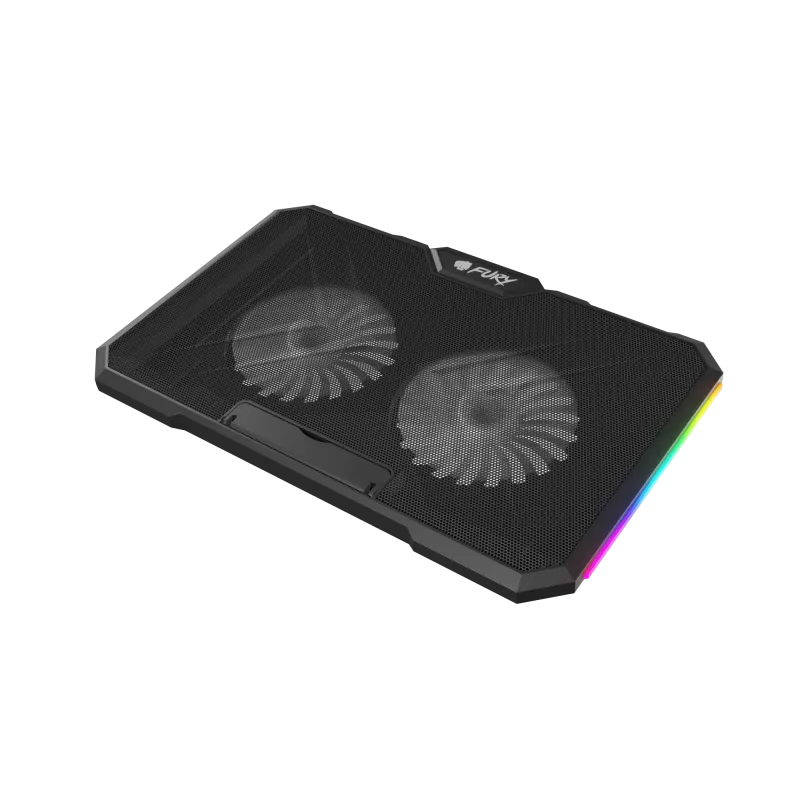 FURY GUNBAI G3 Laptop dzesēšanas paliktnis 14.1–17.3 collām ar 2 ventilatoriem, RGB apgaismojumu, 2× USB