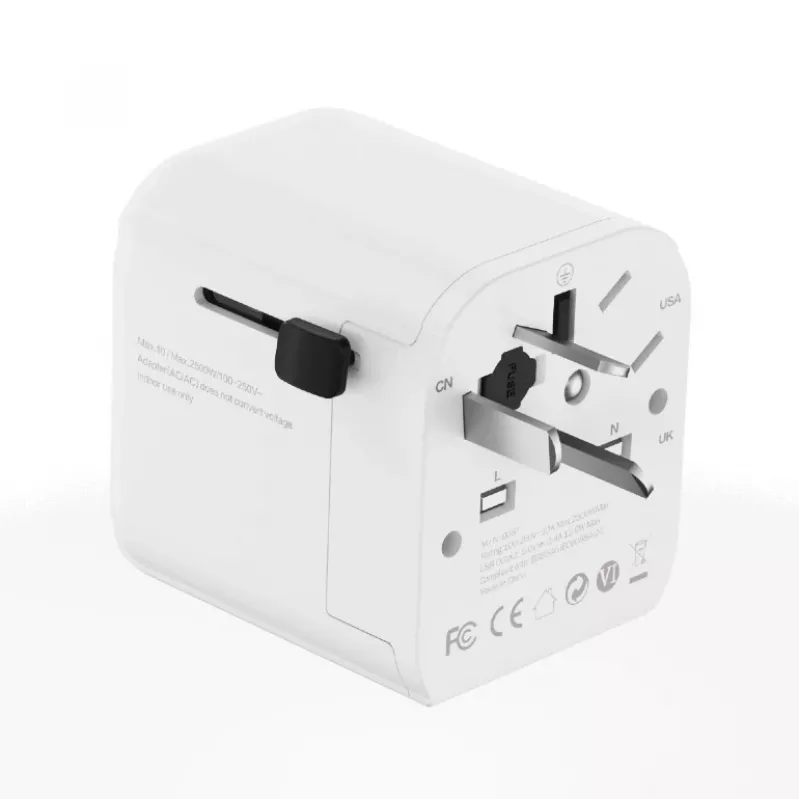 Universāls ceļojumu adapteris GEMBIRD TPA-EU2A12-01-W 12W USB strāvas adapteris starptautiskām rozetēm
