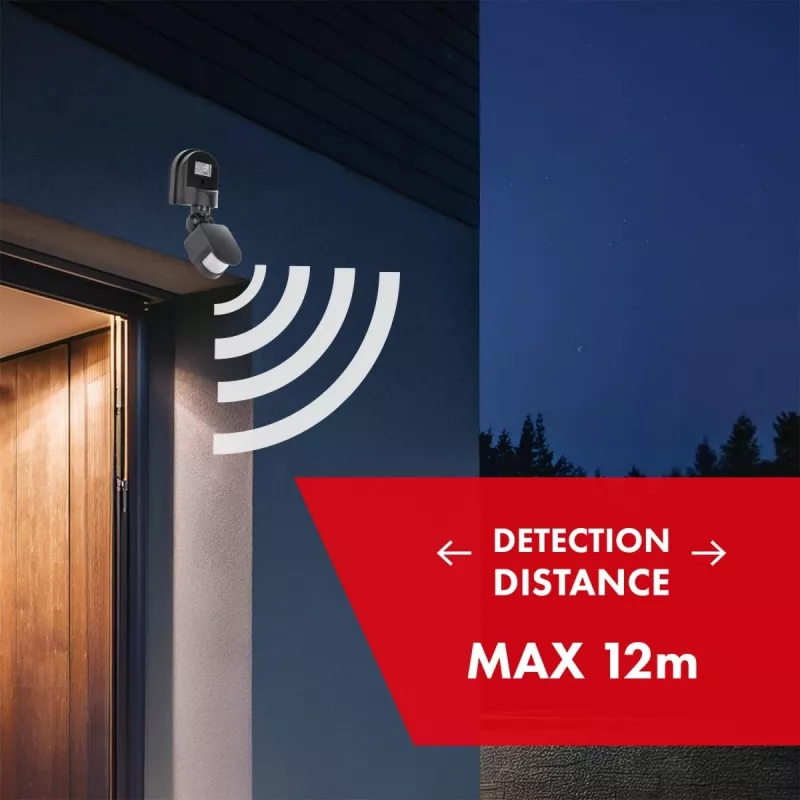 Maclean MCE25 GR sienas kustības un krēslas sensors, 180°, 1200W, pelēks