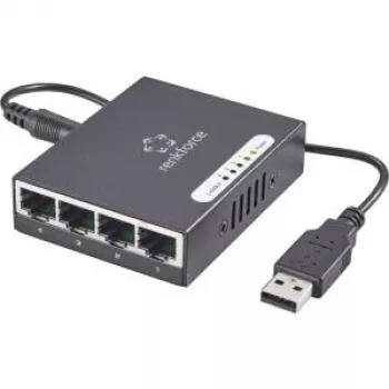 Tīkla komutators Renkforce 1423415 — 4 porti, 1 Gbit/s, ar USB strāvas ievadi
