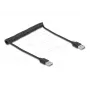 Spirālveida kabelis DeLOCK EASY-USB 2.0 Type-A vīr. – Type-A vīr. 0,5m līdz 0,8m melns