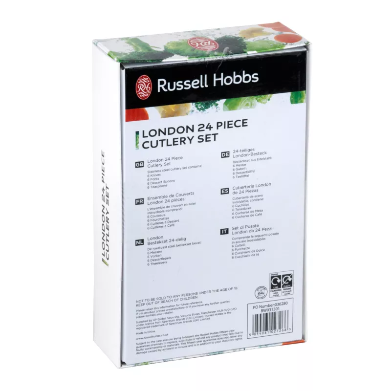 Galda piederumu komplekts Russell Hobbs BW031302EU7 — 24 gabali, nerūsējošais tērauds
