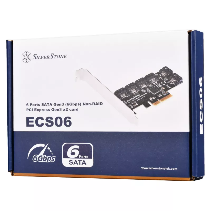 SILVERSTONE Serial ATA kontrolieris SST-ECS06 — PCIe karte ar 6 SATA portiem