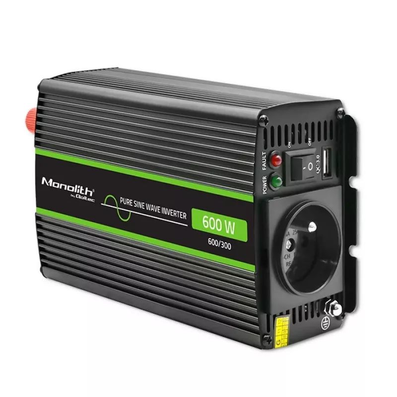 Qoltec Monolith tīkla adaptera invertors Auto 600 W 12 V
