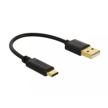 DeLOCK USB uzlādes kabelis Type-A uz USB Type-C 15 cm melns