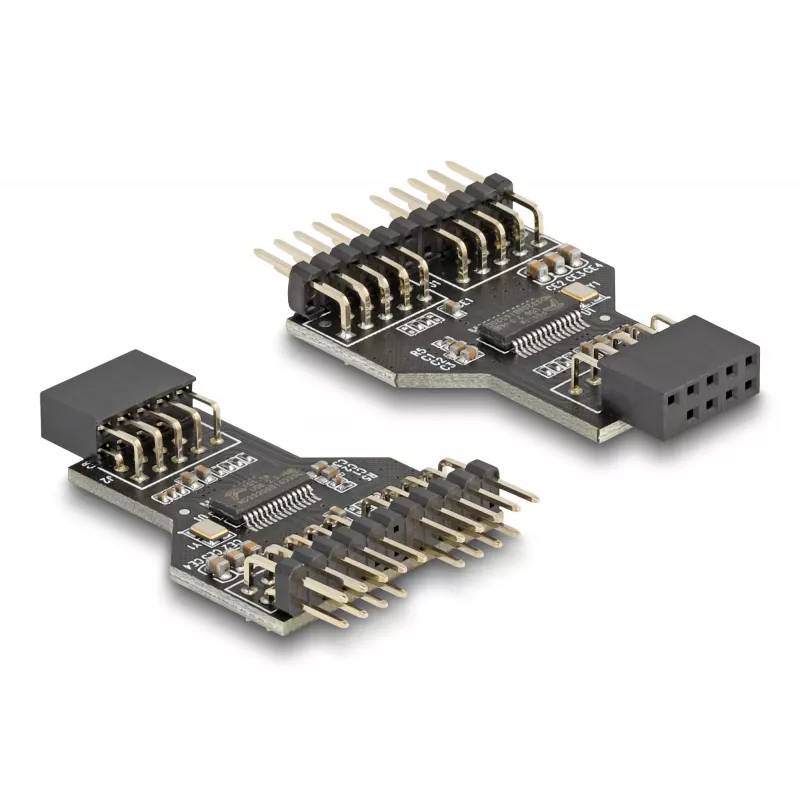 DeLOCK 60045 kabeļa savienotāju adapteris 9 kontaktu USB 2.0 2 x 9 kontaktu spraudnis Melns