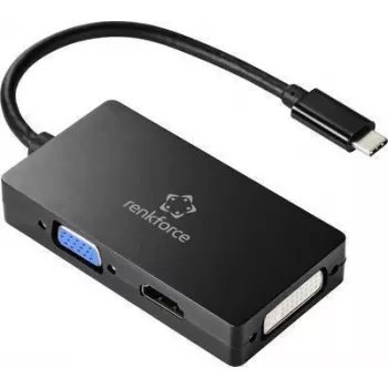 Renkforce RF-4633066 USB-C / HDMI / DVI / VGA adapteris [1x USB-C™ spraudnis - 1x VGA ligzda, HDMI ligzda, DVI ligzda 24+5 kontaktu] Melns (RF-4633066)