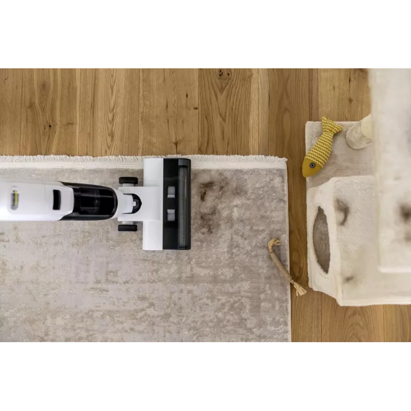 Grīdas mazgāšanas putekļsūcējs Karcher FCV2 Natural N 1.056-101.0 — akumulators 21,6 V, darbības laiks 25 min, 160 W, sausā un slapjā tīrīšana, bez maisiņa, LED displejs