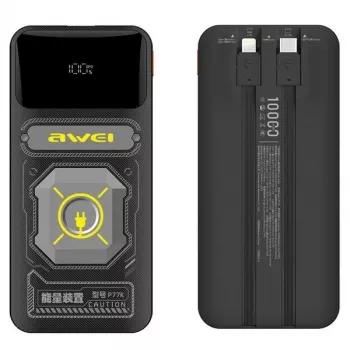 Powerbank 10000mAh 22,5 W P77K ar integrētu kabeli