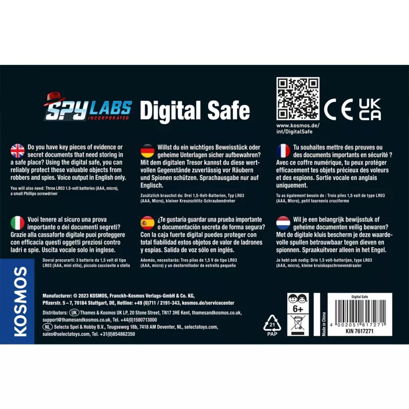Spy Labs Incorporated Digital Safe, Detektiv-Sets vairākvalodu versija