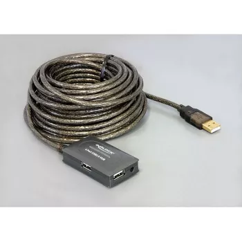 DeLock USB2.0 pagarinājuma kabelis 10m aktīvs ar 4 portu centrmezglu - Centrmezgls - 4 x USB2.0 (82748)