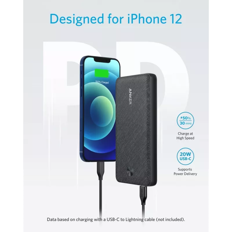 POWER BANK USB 20000MAH Melns/A1365G11 ANKER