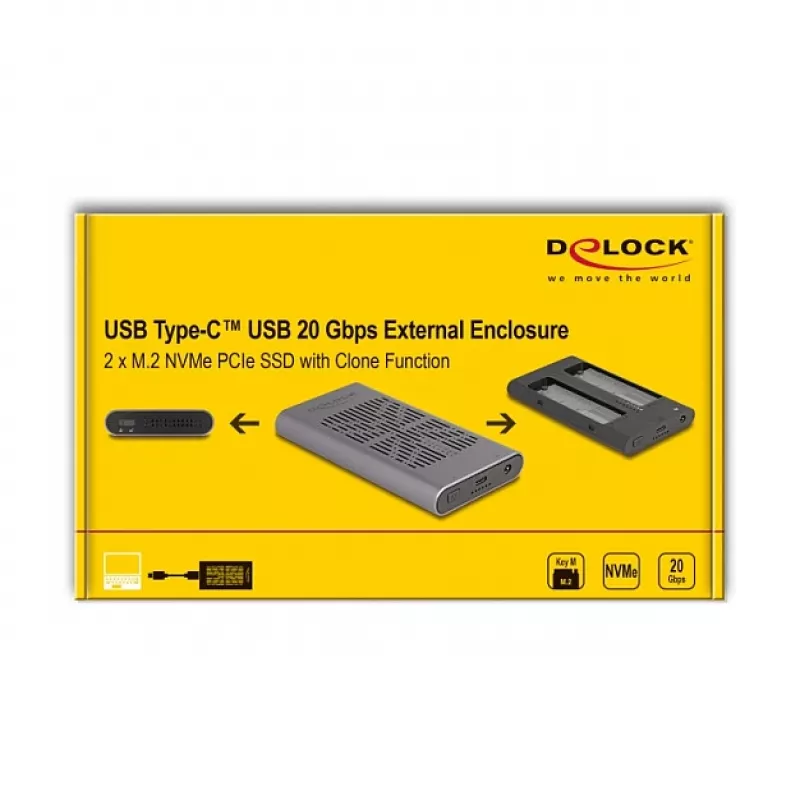 SSD korpuss DeLOCK 42027 pelēks M.2 10 Gbit/s USB Type-C