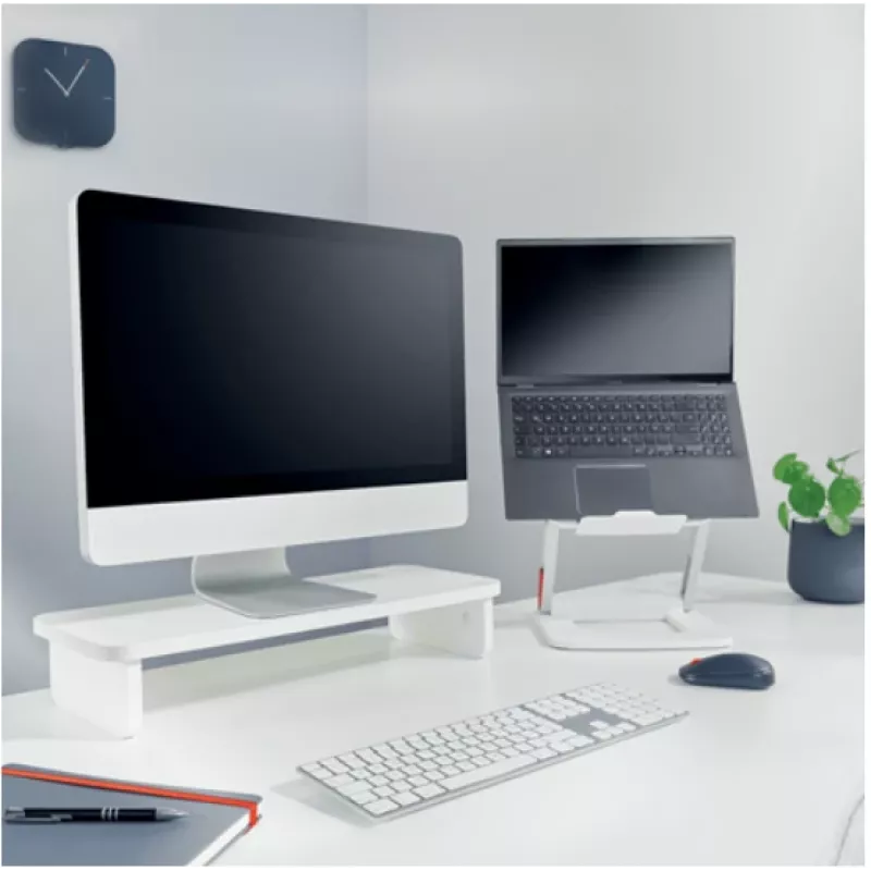 Monitora statīvs LEITZ Freestanding 64340001 — galda statīvs 61 cm (24 collu) ekrāniem, 20 kg ietilpība, regulējams augstums, balts