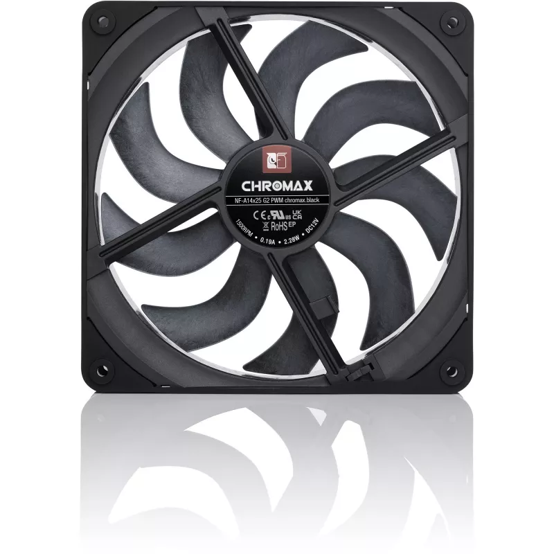 Noctua NF-A14x25 G2 PWM chromax.Melns 140 mm korpusa ventilators
