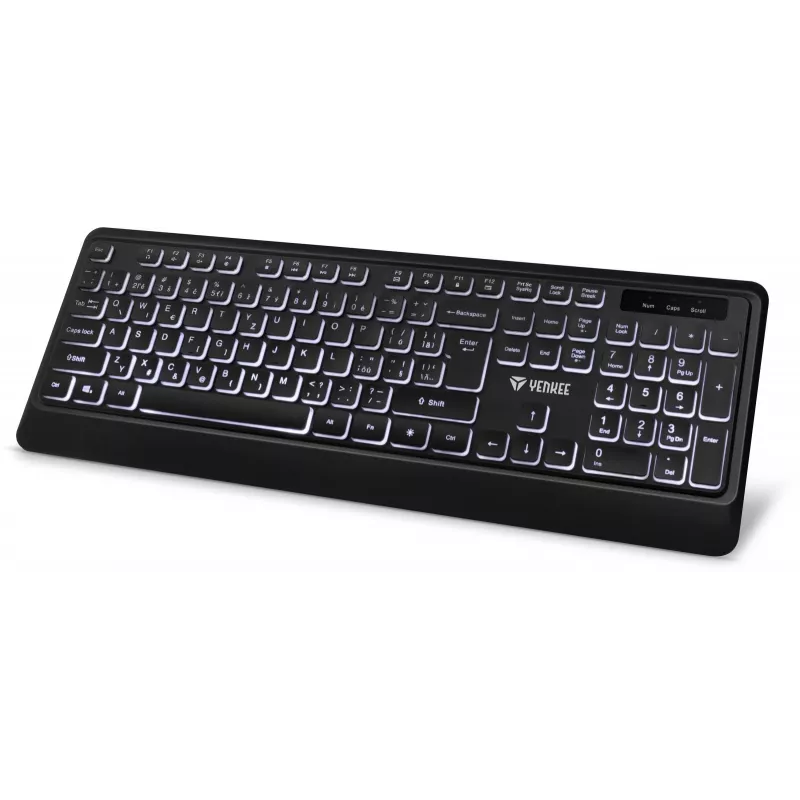 Klusā USB tastatūra ar fona apgaismojumu un zemiem taustiņiem