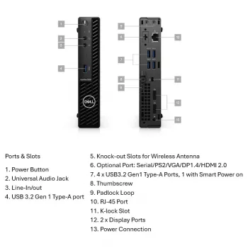 Galddators Dell OptiPlex 3090 (i5-10500T, 8 GB RAM, 256 GB NVMe, Intel UHD 630, Windows 11 Pro) A klases atjaunots