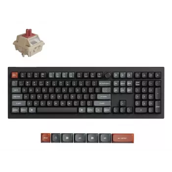 Mehāniskā pilna izmēra (100%) tastatūra Keychron V6 Ultra 8K — QWERTY, Bluetooth, RGB LED, melna