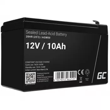 UPS akumulators zaļa Cell AGM50 12 V 10 Ah VRLA AGM, 65×151×95 mm, 2.45 kg, melns