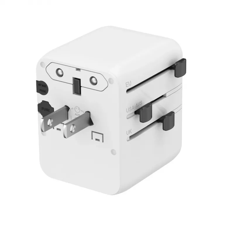 Ceļojumu strāvas adapteris GEMBIRD TPA-1A2C20-01-W — 20 W, USB-A (18 W) + 2× USB-C (20 W), E tipa spraudnis, balts
