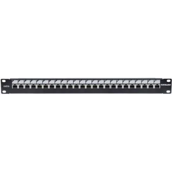 Intellinet plāksteru panelis, Cat6, UTP, 24 porti, 1U, bloķēšanas funkcija, augšējā pieslēgvieta, melns