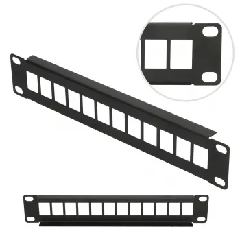 Patch panel Extralink 12-port UTP 10 collu metāla korpuss, melns