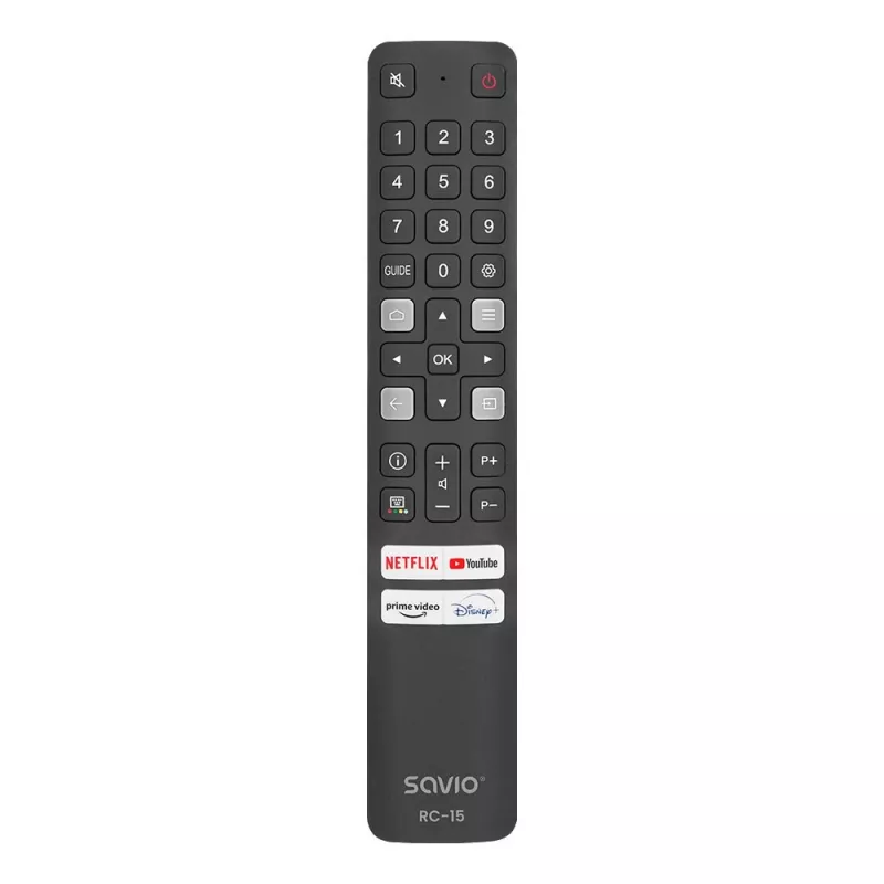 SAVIO universālā TV tālvadības pults RC-15 TCL SMART TV, IR bezvadu, melna, diapazons 10 m