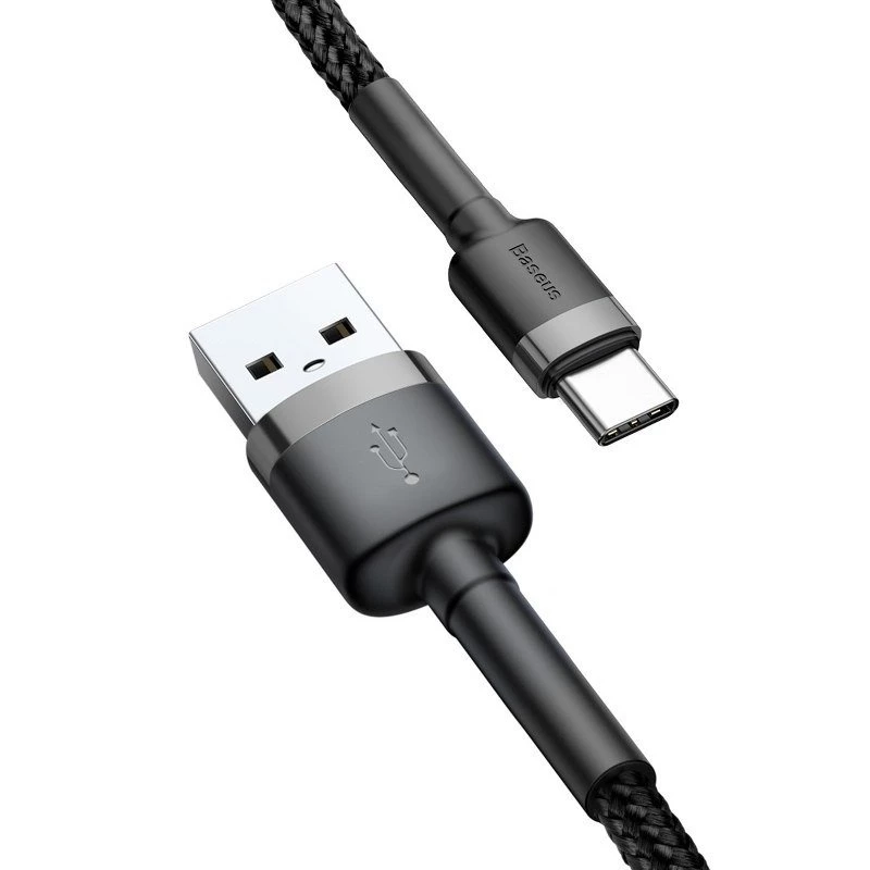 Baseus Cafule USB uz USB-C 3A 1m (pelēks-melns)