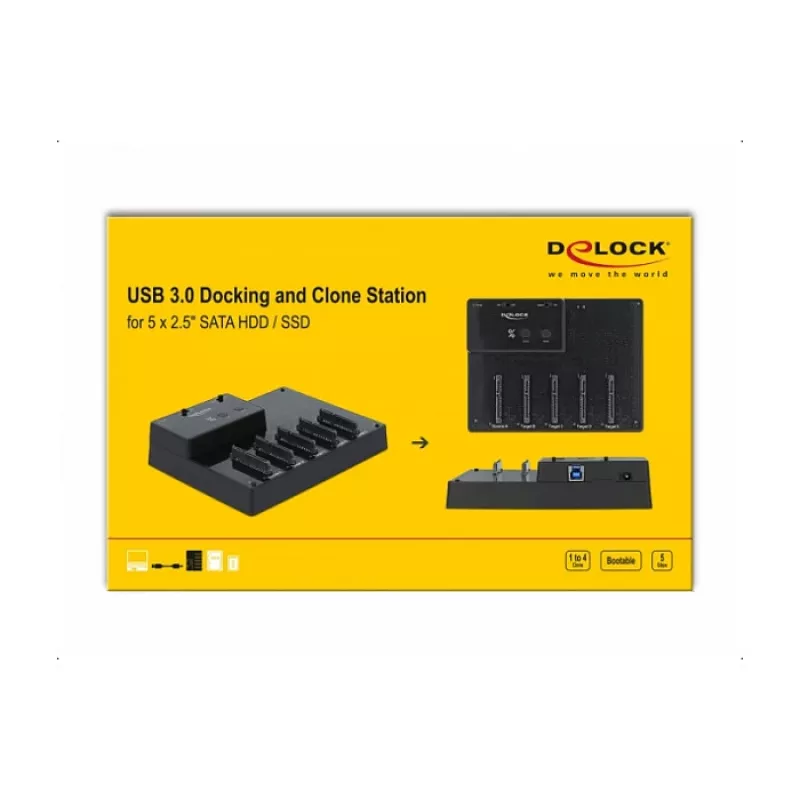 Dokinga stacija DeLOCK USB 5 Gbps 64098 līdz 5 x 2,5 collu SATA HDD/SSD